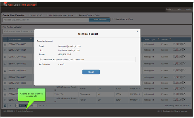 Technical Support Settings